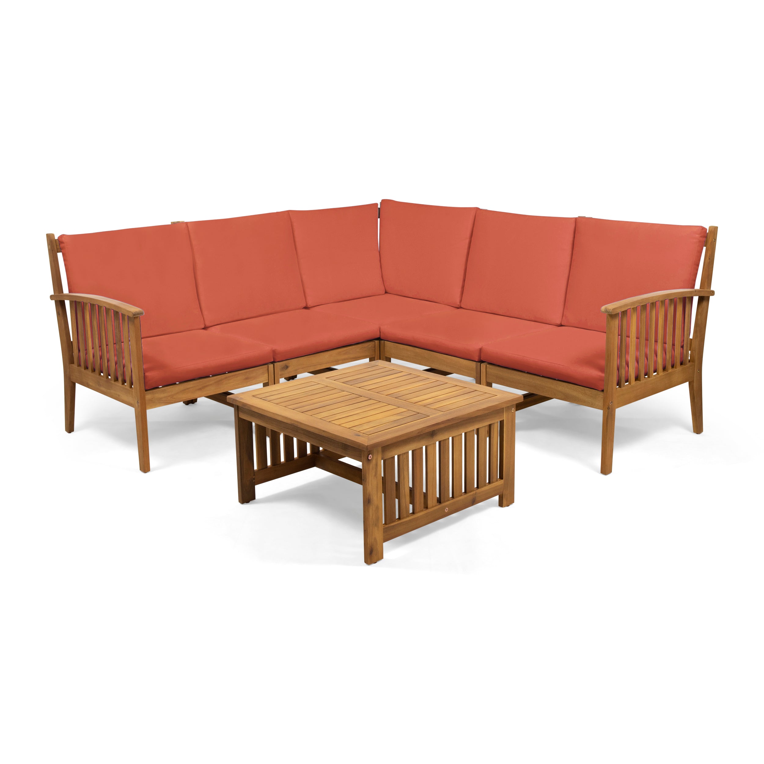 Maud Outdoor 5 Seater Acacia Wood Sofa Sectional Set