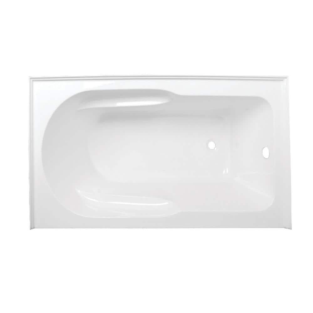 Kingston Brass Aqua Eden Margaret 60 in Acrylic RightHand Drain Rectangular Alcove Bathtub in White