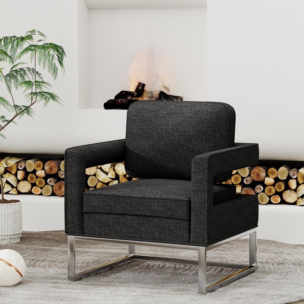 Modern Arm Accent Chair  Mid Century Living Room Chair Upholstered Lounge Chair