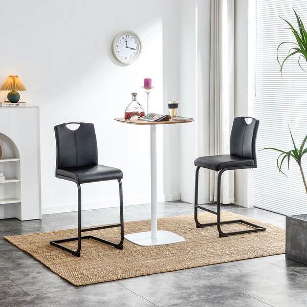 Counter Height Black PU Barstool Dining Chair， Set of 2