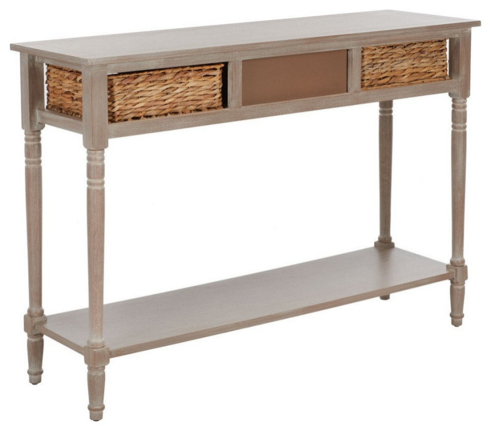 Marissa Console Table With Storage Vintage White   Traditional   Console Tables   by Rustic Home Furniture Deco  Houzz