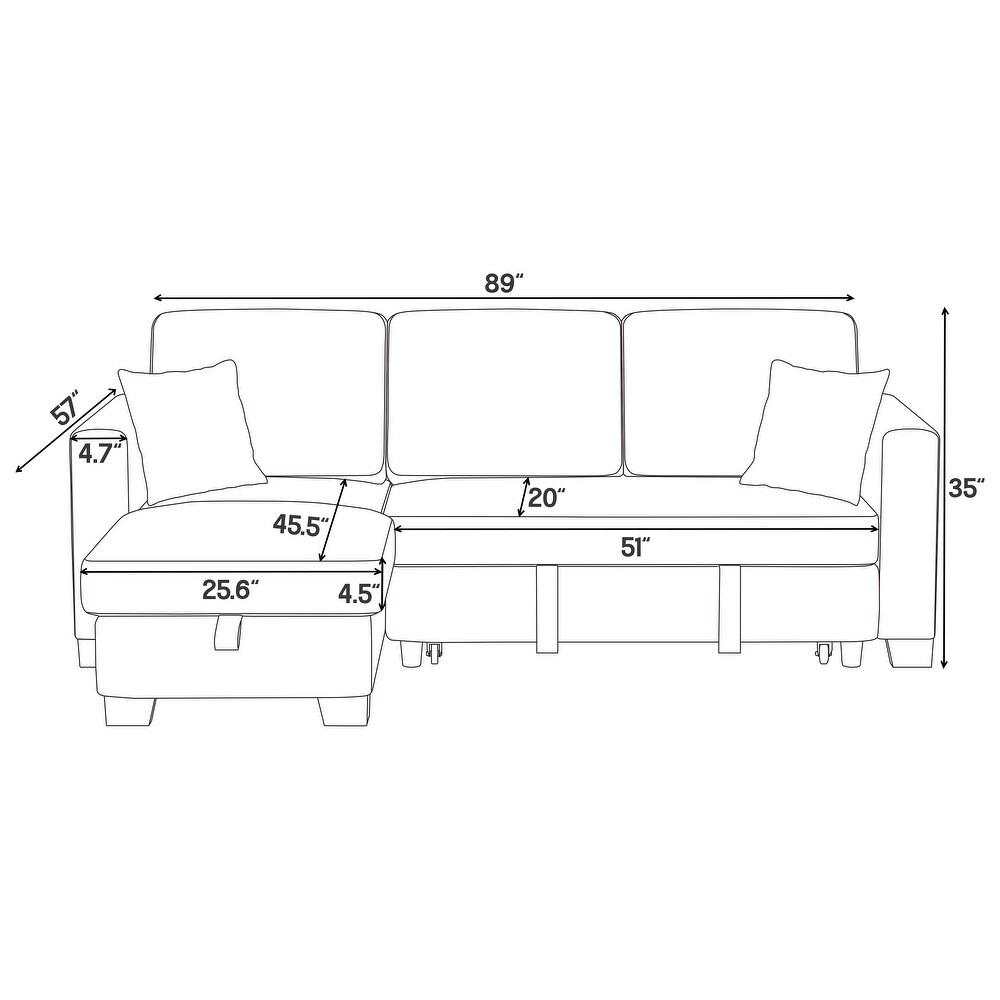 Combination 3 Seater Sofa with Toffee Seat  Expandable Sofa Bed