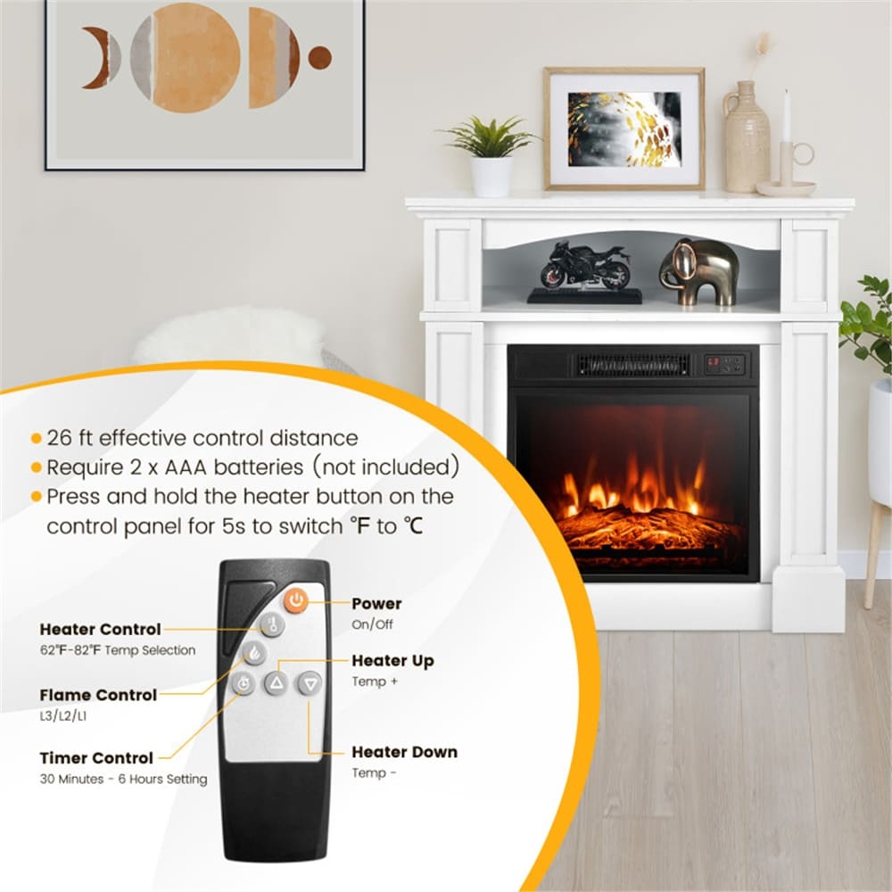 18 inch Freestanding Electric Fireplace with Shelf