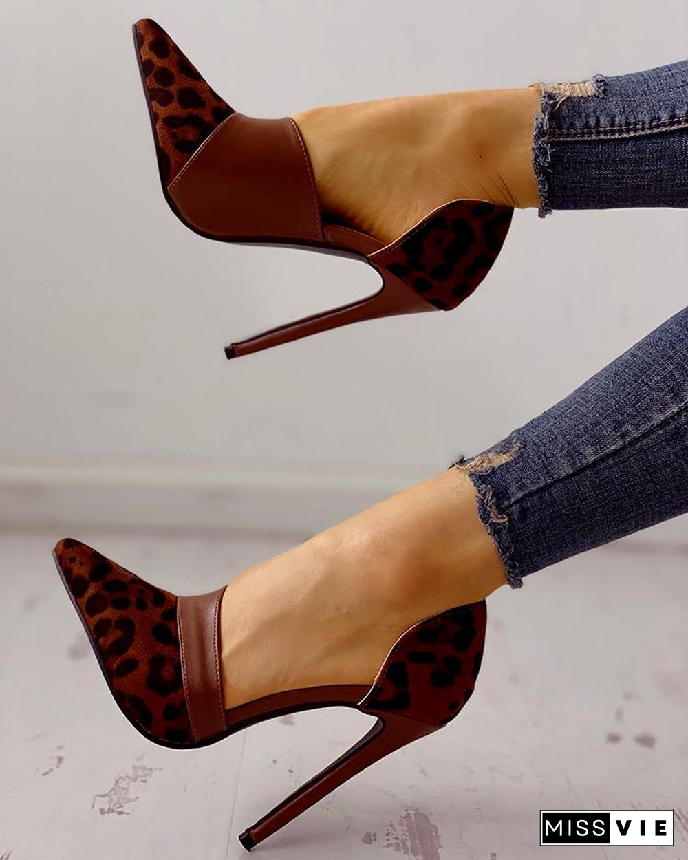 Pointed Toe Suede & PU Heels