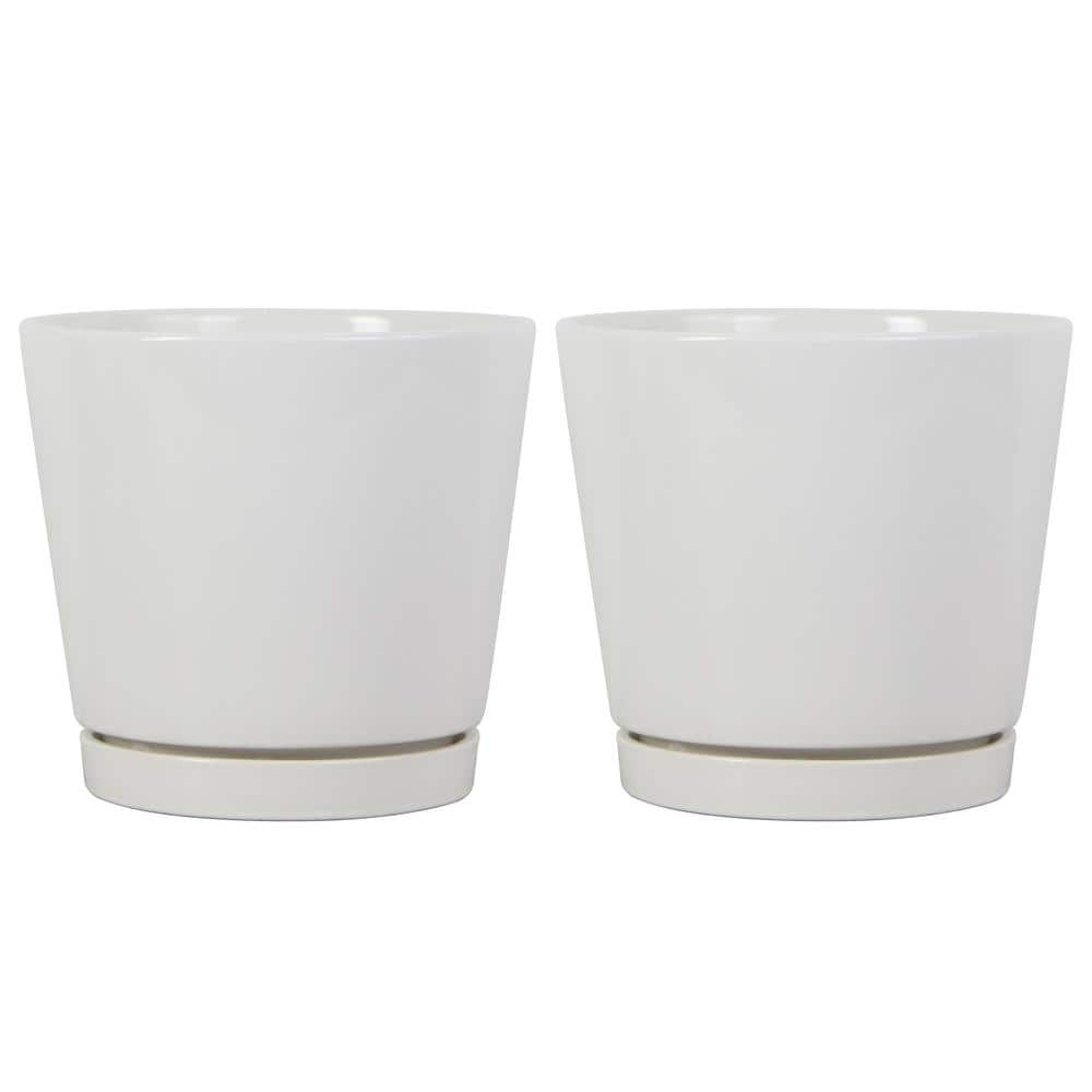 Trendspot 6 in. White Knack Ceramic Planter， Set of 2 ECR01721S-06W