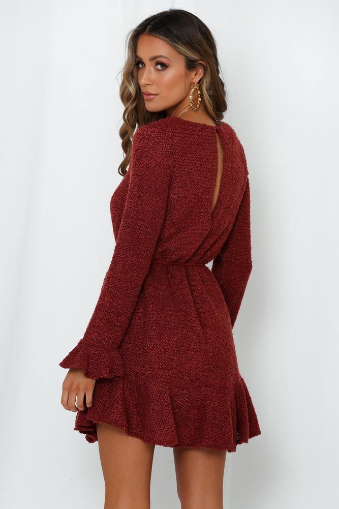 Keep Me Warm At Night Dress Maroon