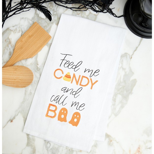 C amp f Home Feed Me Candy And Call Me Boo Halloween Cotton Embroidered Flour Sack Kitchen Towel