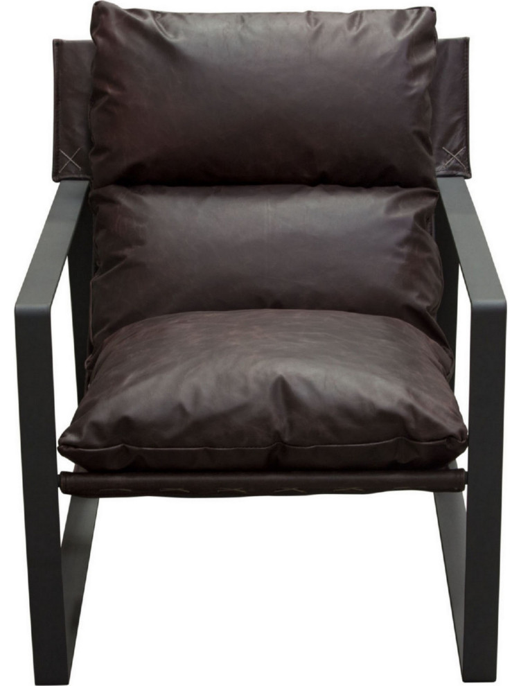 27 quotModern Accent Chair  Chocolate Brown  Genuine Leather  Sling Chair   Armchairs And Accent Chairs   by VirVentures  Houzz