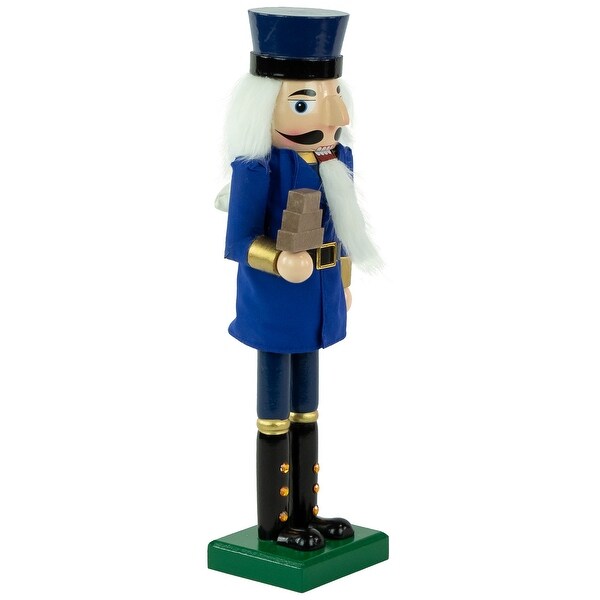 14 Blue and Gold Wooden Mail Carrier Christmas Nutcracker