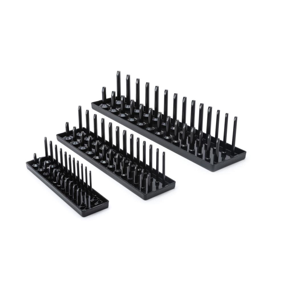 3 Pc SAE 1/4 In， 3/8 In， and 1/2 In. Drive Socket Storage Tray Set ;