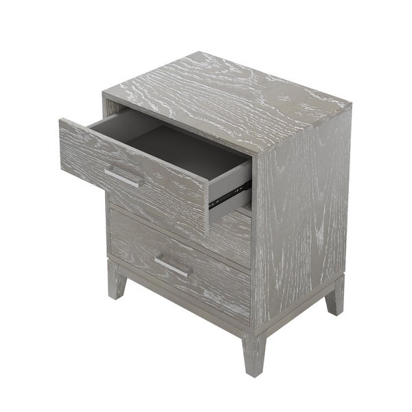 Solid wood Grey grain Three-Drawer Nightstand with Tapered Legs - - 37754729