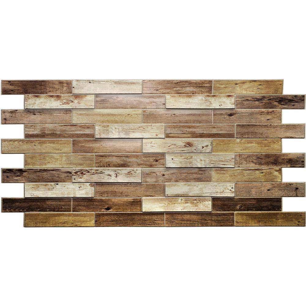 Dundee Deco 3D Falkirk Retro 101000 in. x 39 in. x 19 in. Brown Faux Dutch Oak PVC Wall Panel TP10011591