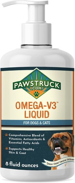 Pawstruck Omega-V3 Liquid Dog and Cat Supplement， 8-oz bottle