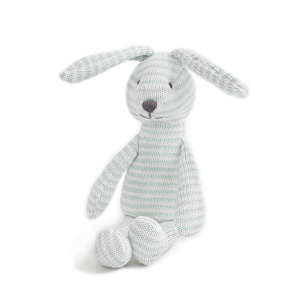 Blue Striped Bunny Knit Plush Toy by Mon Ami