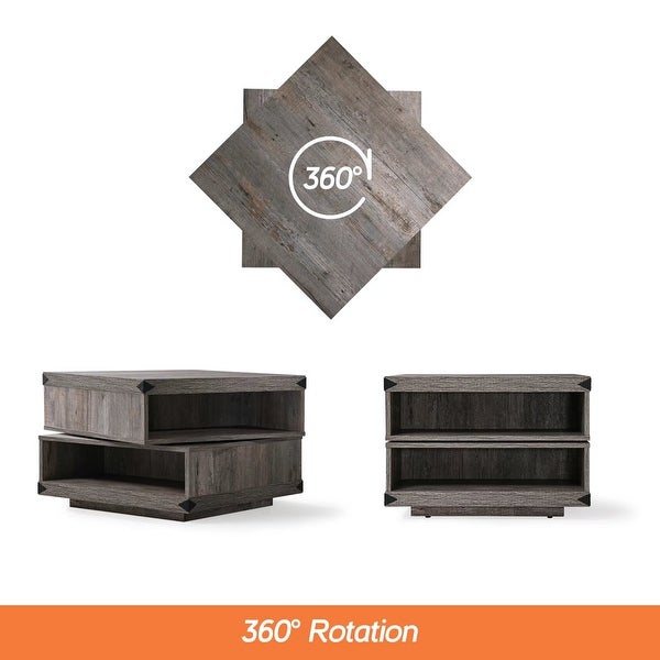 Square Coffee Table with Rotating Tabletop， Accent Center Table