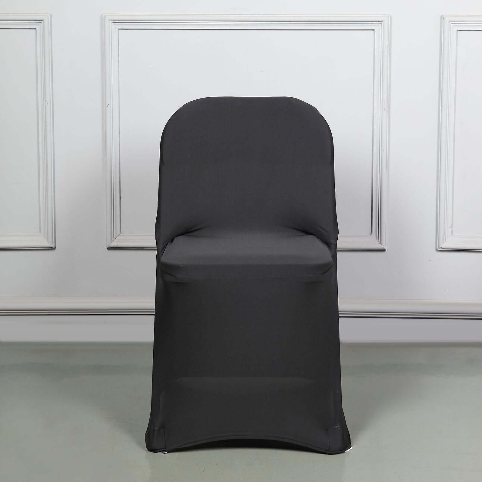 Black Spandex Stretch Fitted Folding Slip On Chair Cover 160 GSM