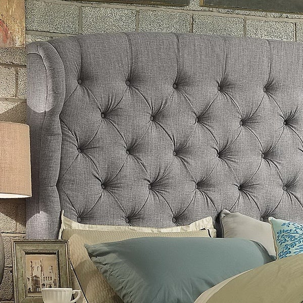 Moser Bay Furniture Feliciti Tufted with Wings Upholstery Headboard， Queen Size， Grey - - 10586561