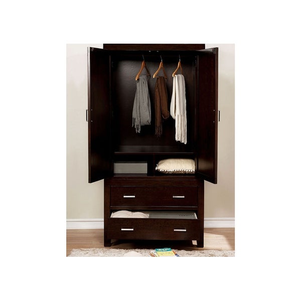 Wooden Armoire With 2 Drawers， Espresso - - 34443275