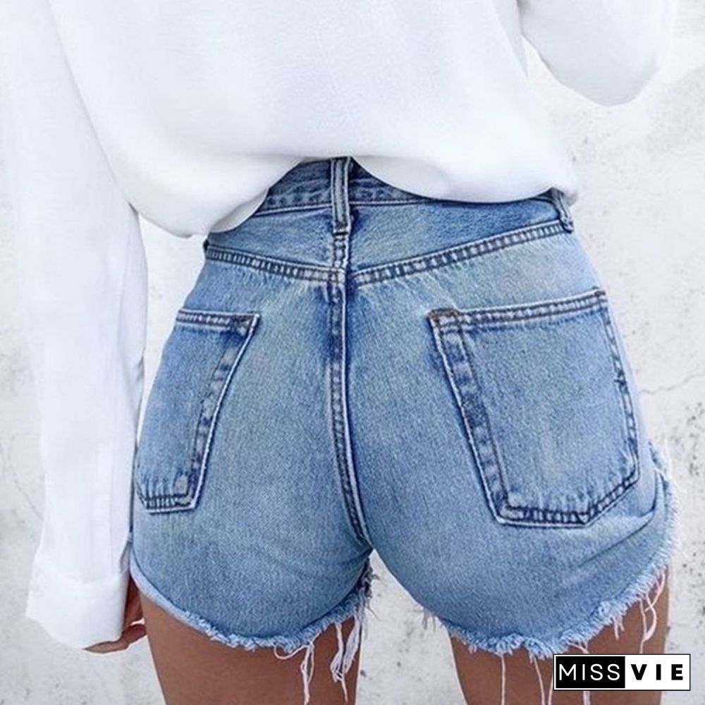 Summer Womens Fashion Hot Style Bodycon Ripped Denim Short Slim Fit Jean Short Pant