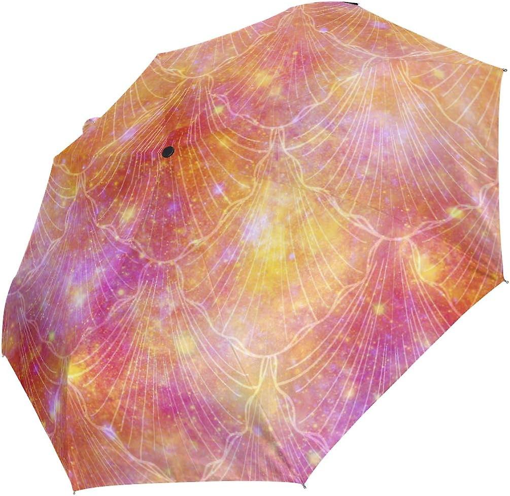 Travel Umbrella Automatic Windproof Foldable Umbrella Mermaid Fantasy Galaxy Print