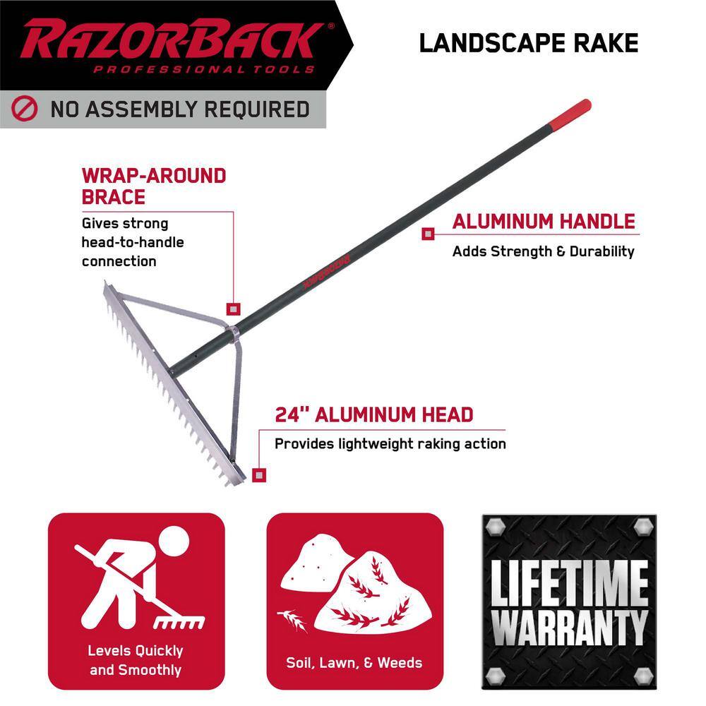 Razor-Back 24 in. Aluminum Landscape Rake 63136