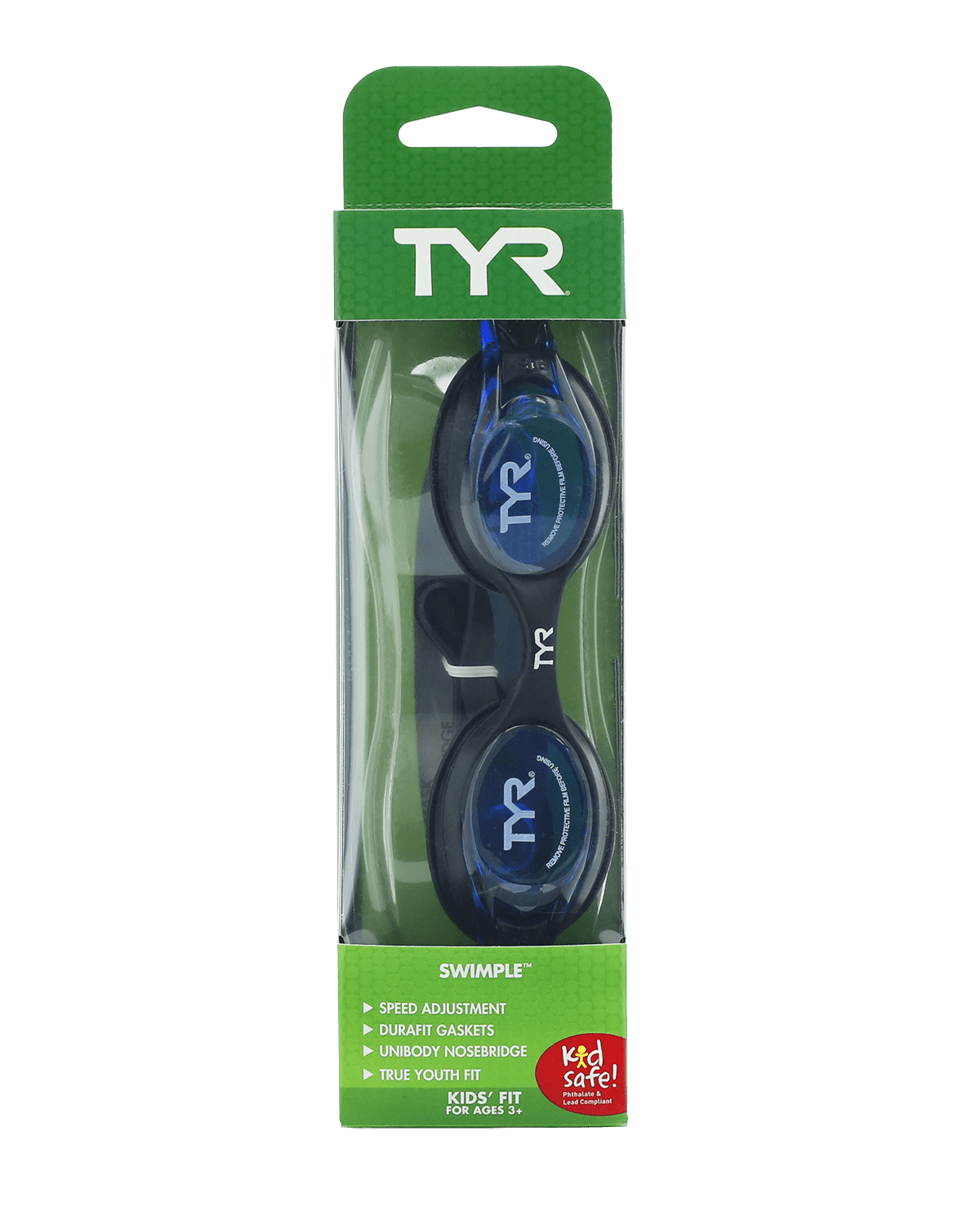 TYR Swimple Goggles, Black, Youth