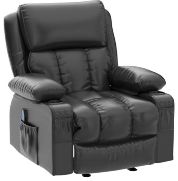 Modern Recliner  Extra Padded Faux Leather Seat Seat With Pillowed Arms  Brown   Modern   Recliner Chairs   by Decor Love  Houzz