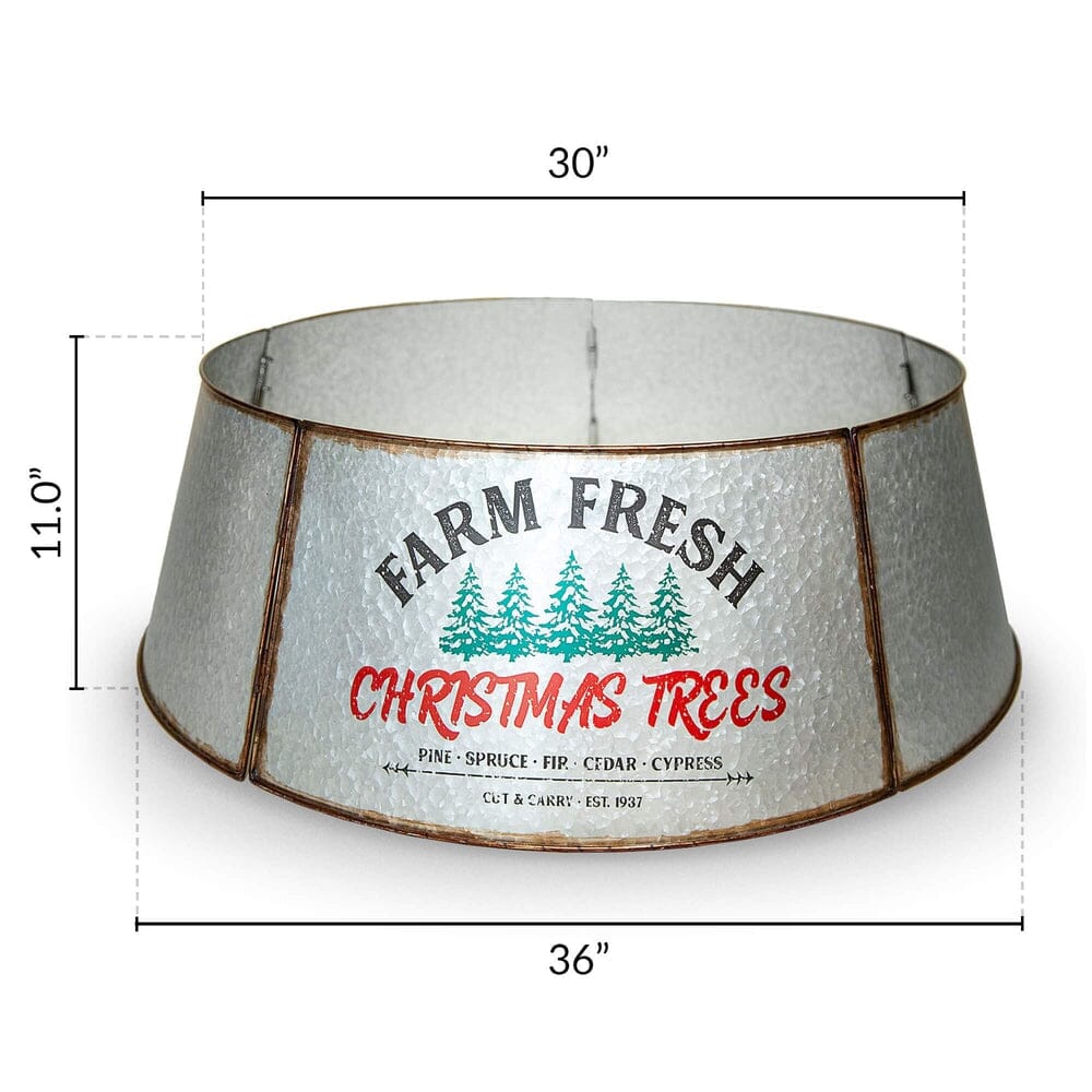 Galvanized Tree Collar - Large To Small Christmas Tree. Adjustable Metal Skirt