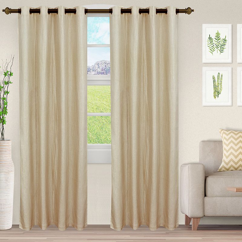 Superior Set of 2 Metallic Cascade Jacquard Window Curtain Panels