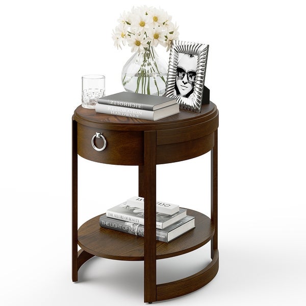 Costway Side End Table with Drawer Storage Shelf Classic Accents