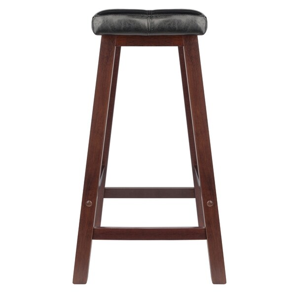 Mona Cushion Saddle Seat Counter Stool， Black and Walnut - Walnut / Black - 17.48