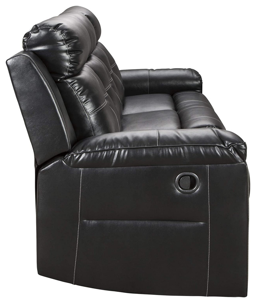 Modern Reclining Sofa  Comfortable Faux Leather Seat With Padded Arms  Black   Contemporary   Sofas   by Decor Love  Houzz