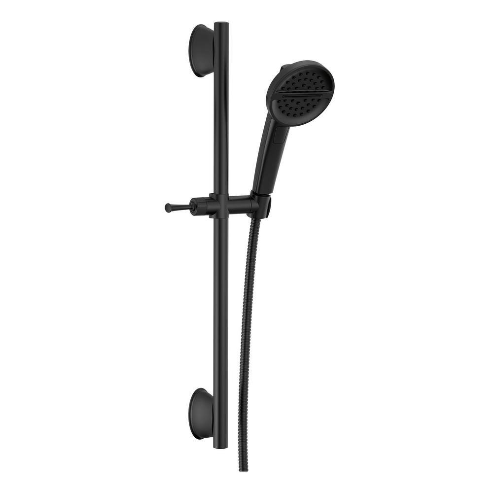 Delta 3-Spray Patterns 1.75 GPM 2.81 in. Wall Mount Handheld Shower Head with Slide Bar in Matte Black 51386-BL