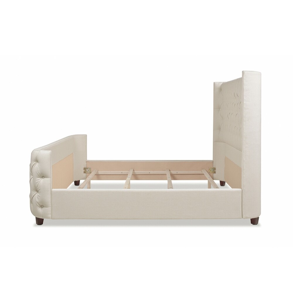 Chateau Linen Upholstered Tufted Shelter Panel Bed