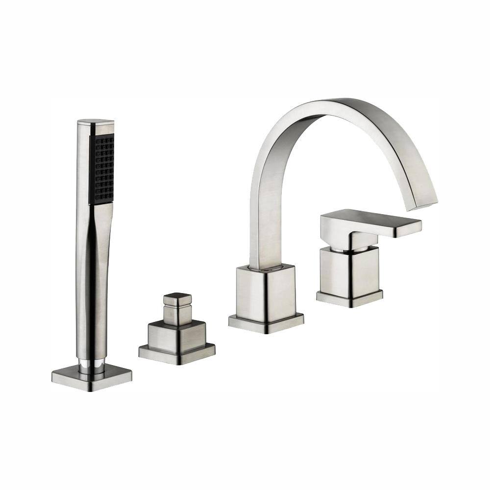 Schon Marx Single-Handle Deck Mount Roman Tub Faucet with Handshower in Brushed Nickel HD67526X-5104