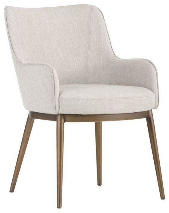 Perdy Dining Chair Beige Linen (Set of 2)   Midcentury   Dining Chairs   by Virgil Stanis Design  Houzz