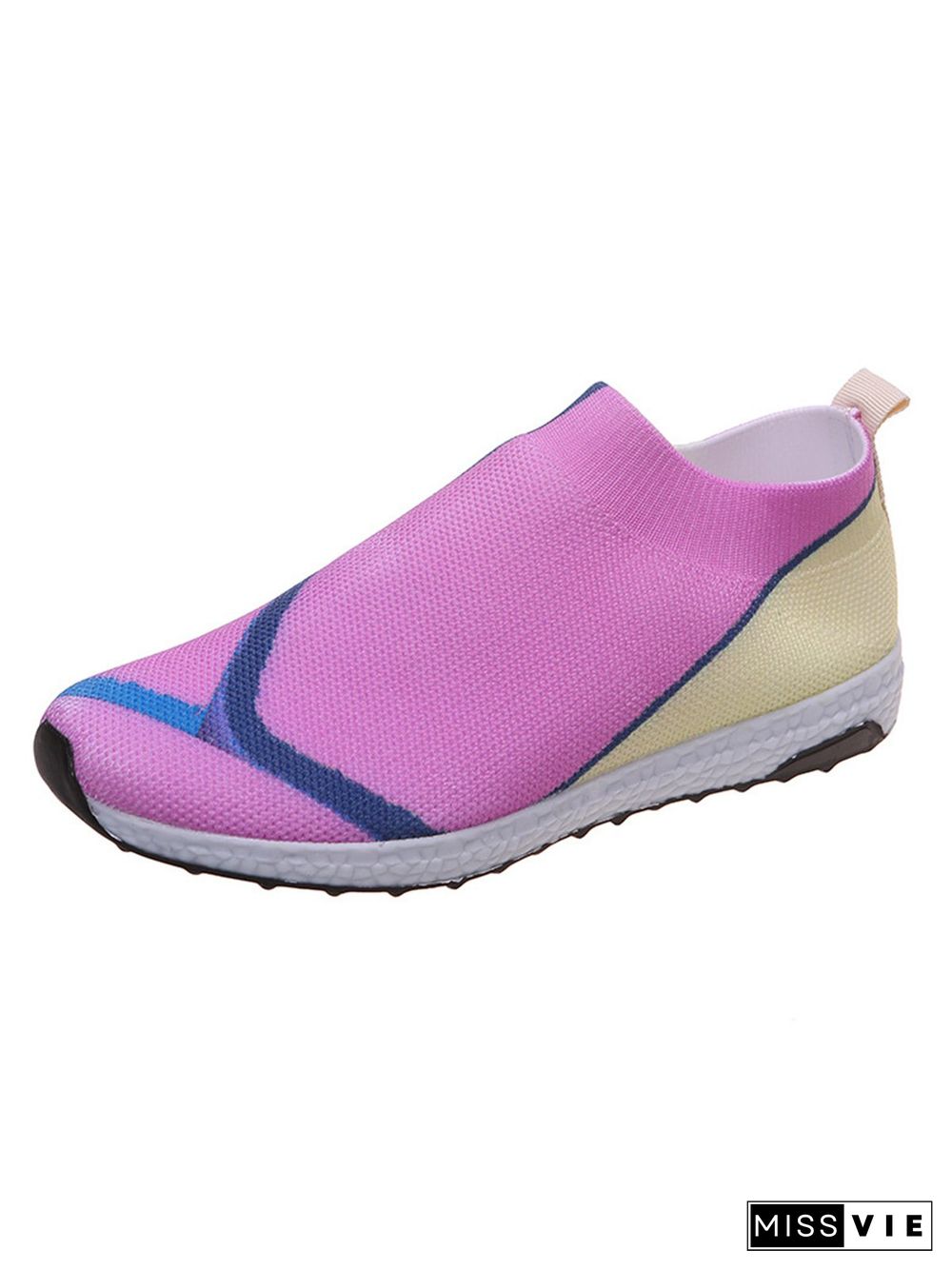 Thick Sole Color Blocking Fly Woven Mesh Slip-On Sneakers Lazy Casual Shoes