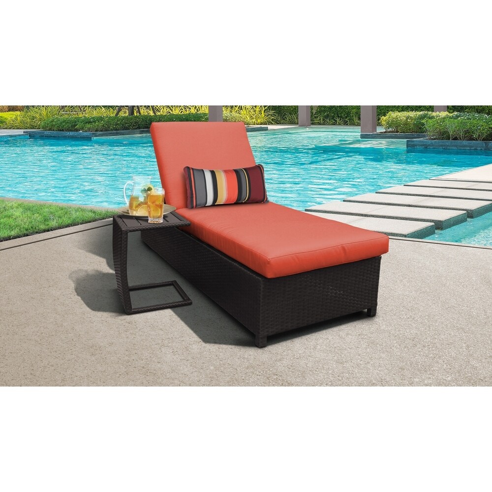 Belle Wheeled Chaise Outdoor Wicker Patio Furniture and Side Table