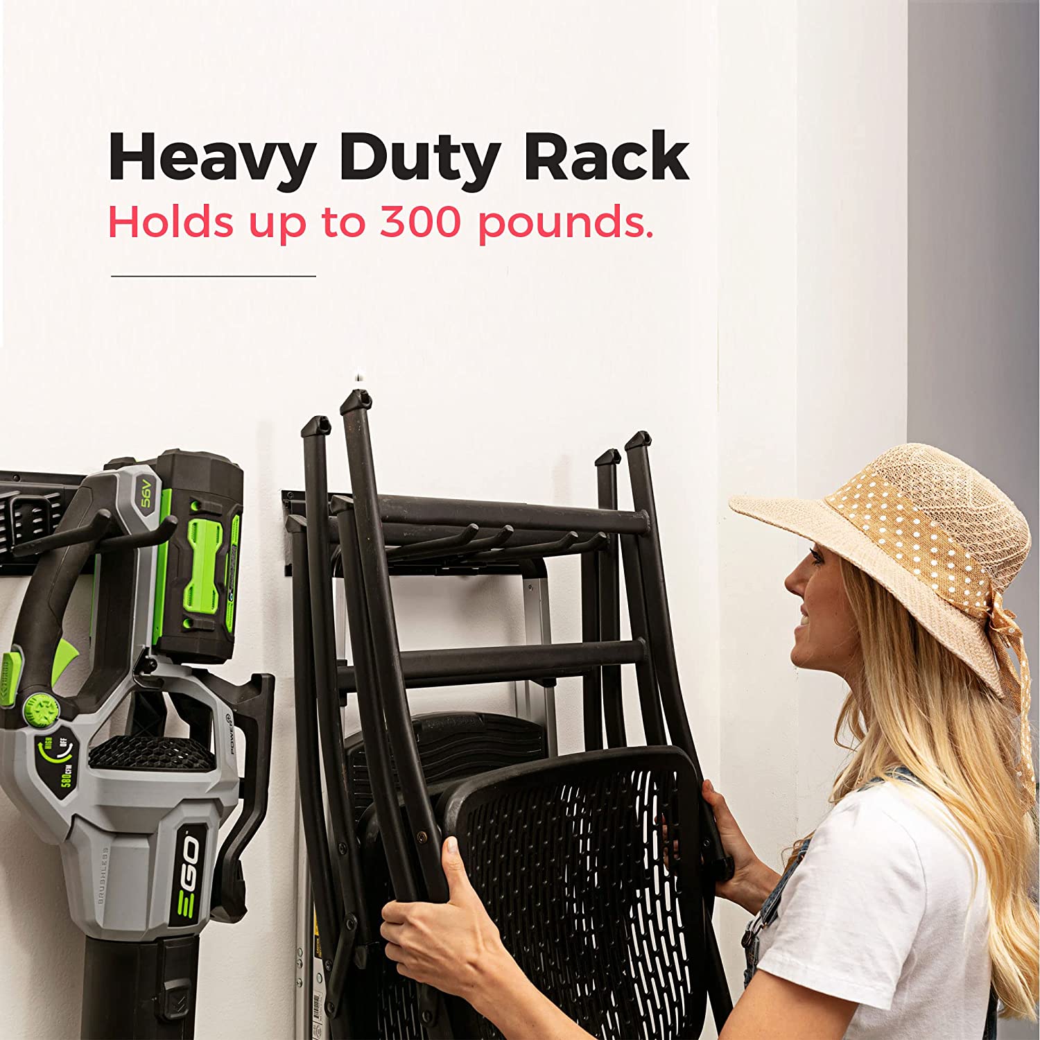 TIDYME Garage Tool Organizer Wall Mount - Strong Tool Storage Rack With Adjustable Heavy Duty Hooks