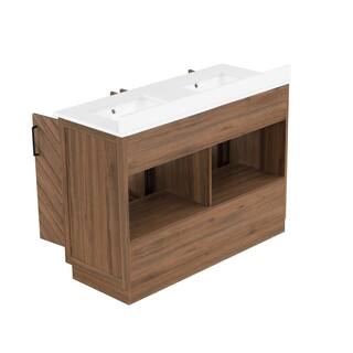 Glacier Bay Huckleberry 48 in. W x 19 in. D x 34.50 in. H Freestanding Vanity in Spiced Walnut with White Engineered Stone Top Huckleberry48SW