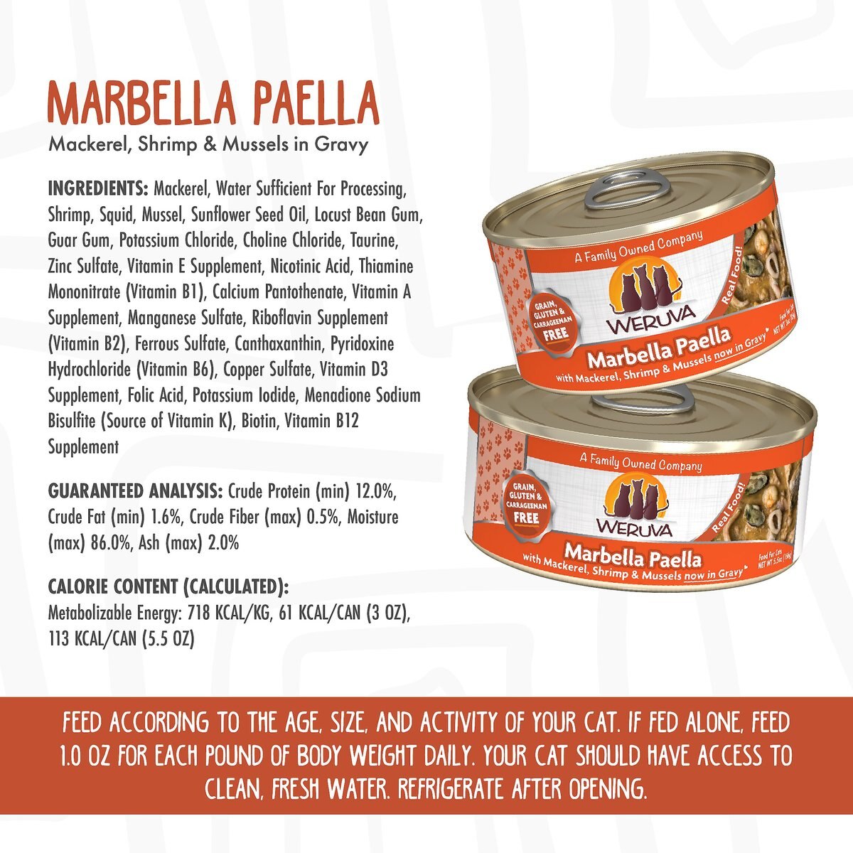 Weruva Marbella Paella with Mackerel， Shrimp and Mussels Grain-Free Canned Cat Food