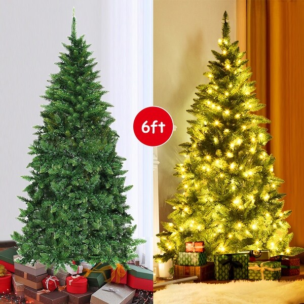 Gymax 6ft LED Prelit Half Christmas Tree PVC Artificial Tree w/ 8