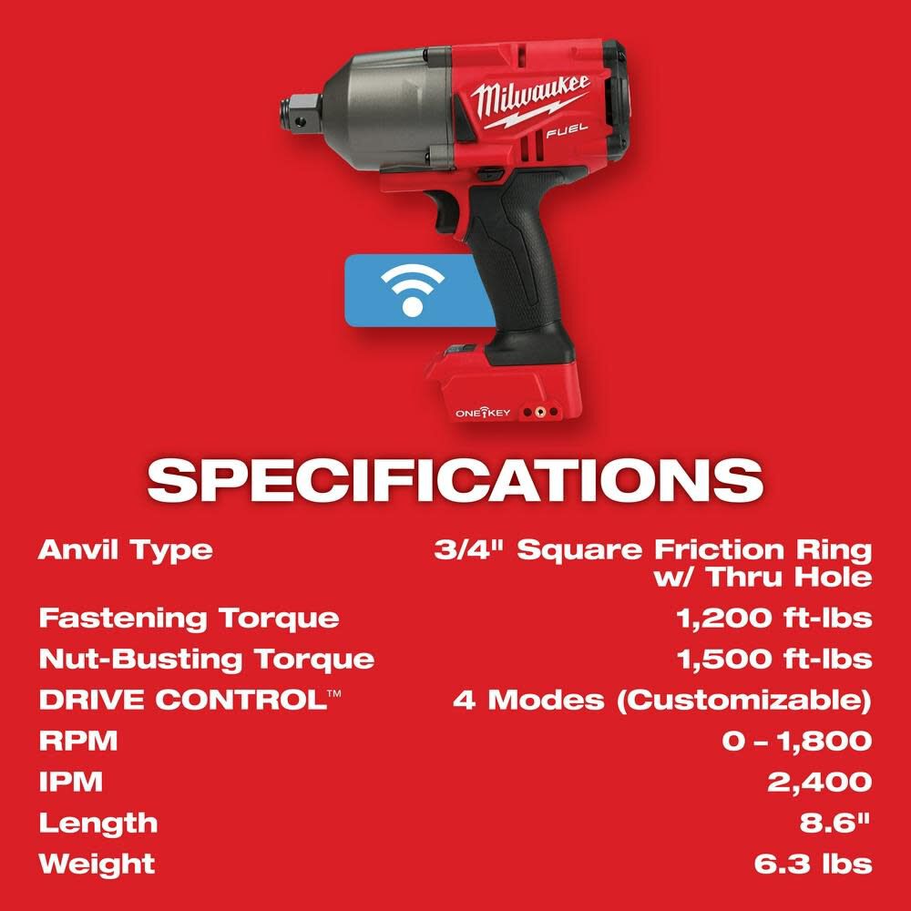 Milwaukee M18 FUEL with ONE-KEY High Torque Impact Wrench 3/4