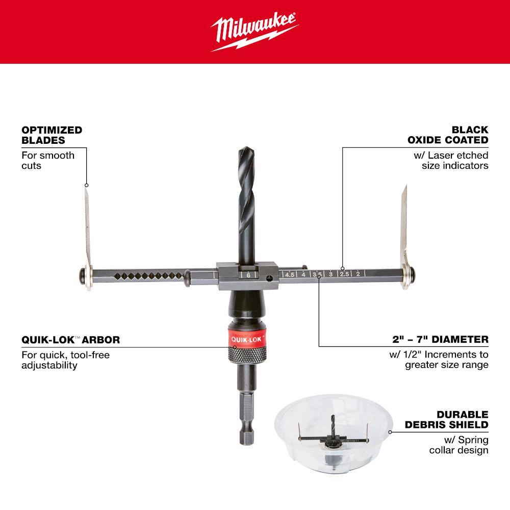 MW 2 in. to 7 in. Adjustable Hole Saw Cutter 49-56-0320