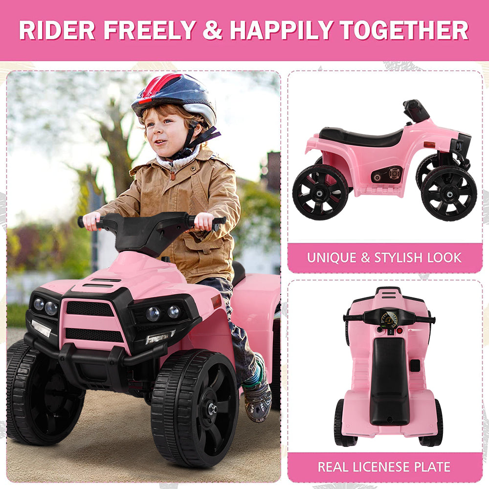 iRerts 6V Kids Ride on Toys, Battery Powered Ride on ATV Cars for Boys Girls Birthday Gifts, Kids Electric Cars for Toddlers, Kids Electric Ride on Vehicles with Headlights, Horn, Pink