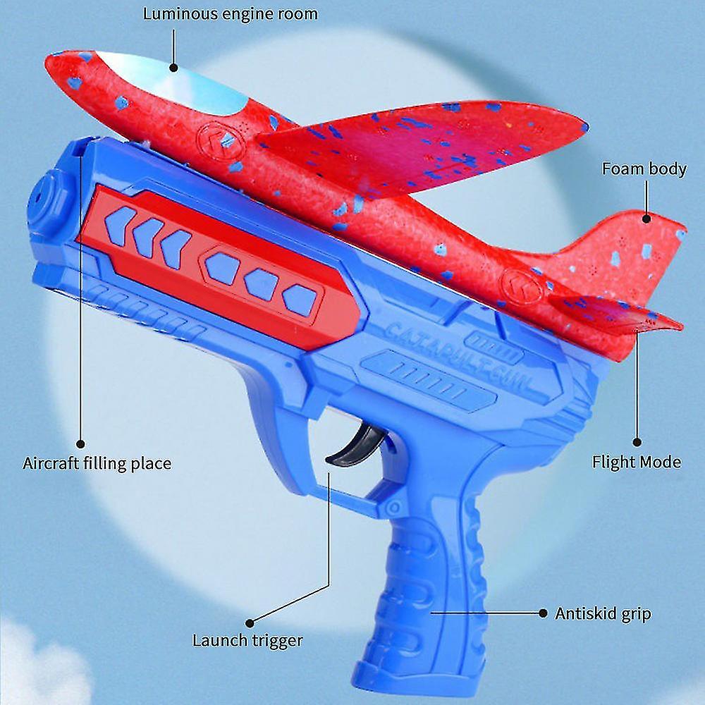 Airplane Launcher Toy Catapult Plane Foam Glider With Led Light For Kids Boys Gifts