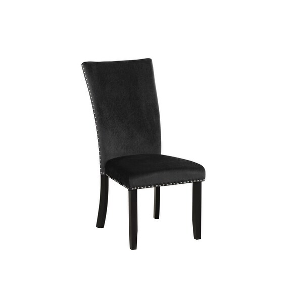 2-Piece Velvet Upholstered Dinging Chairs with Nailhead Trimmed