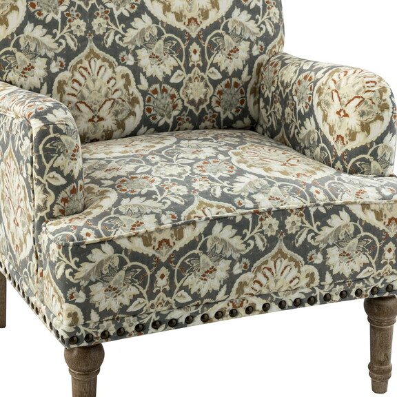 Thyrsus Armchair with Nailhead Trim and Turned Leg...