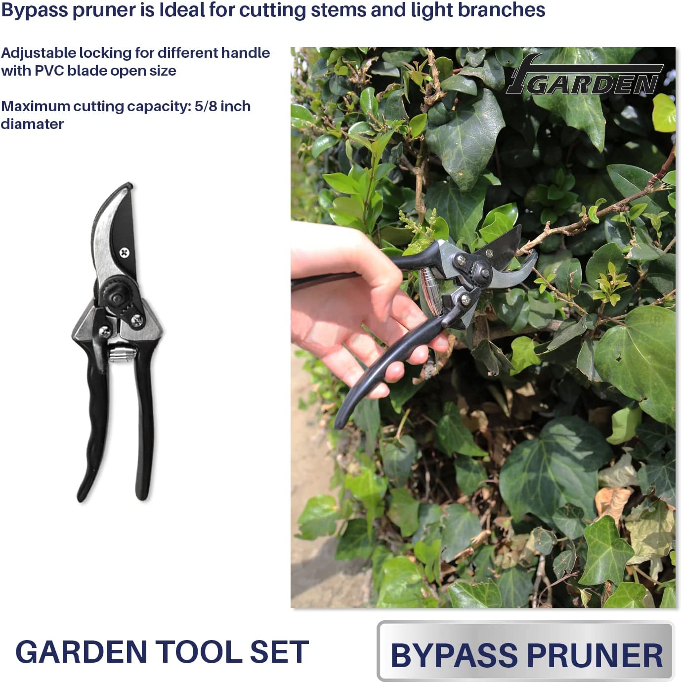 iGarden 3 Piece Combo Garden Tool Set with Lopper， Hedge Shears and Pruner Shears， Tree and Shrub Care Kit