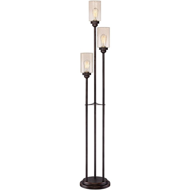 Tall Oiled Bronze Metal 3 Light Dimmable Led Seedy Glass For Living Room